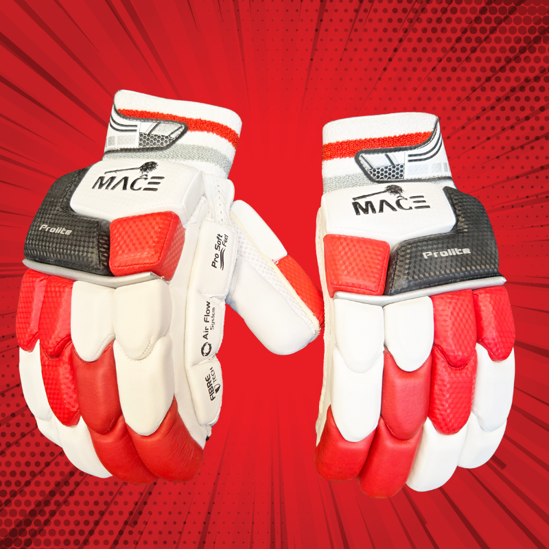 MACE ProLite Batting Gloves - Junior Premium Range - Red-White-Navy